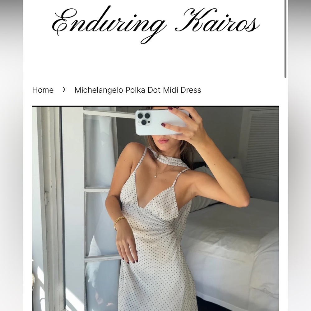 Enduring Kairos Polka Dot Midi Dress